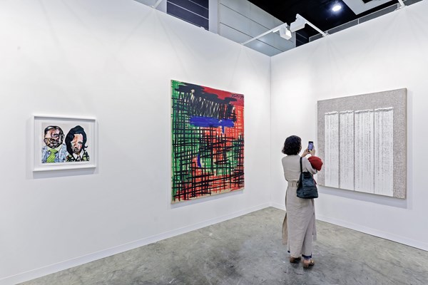 Nathaniel Mary Quinn, Günther Förg and Ha Chong-Hyun, Almine Rech Gallery, Art Basel in Hong Kong (29–31 March 2019). Courtesy Ocula. Photo: Charles Roussel.